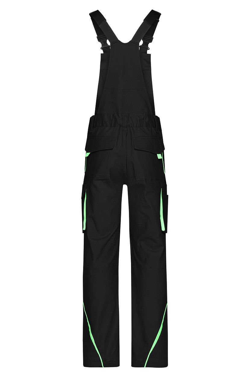 Workwear Pants with Bib - COLOR - "JN848" in Black/Lime-Green, Größe 62 - Daiber