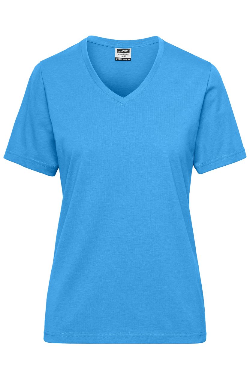 Ladies' ORGANIC Workwear T-Shirt OCS Blended "JN1807" in Aqua, Größe 4XL - Daiber