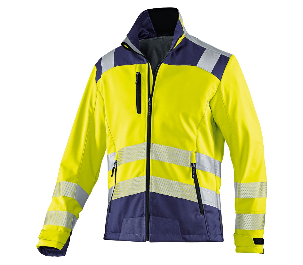 KÜBLER REFLECTIQ Softshell Jacke PSA 2 in Warngelb / Dunkelblau, Größe XS
