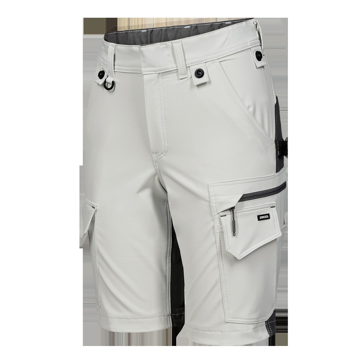 ENGEL Entire Damen Arbeitsshorts mit 4-Wege-Stretch in Bone White / Anthracite Grey, Größe 48