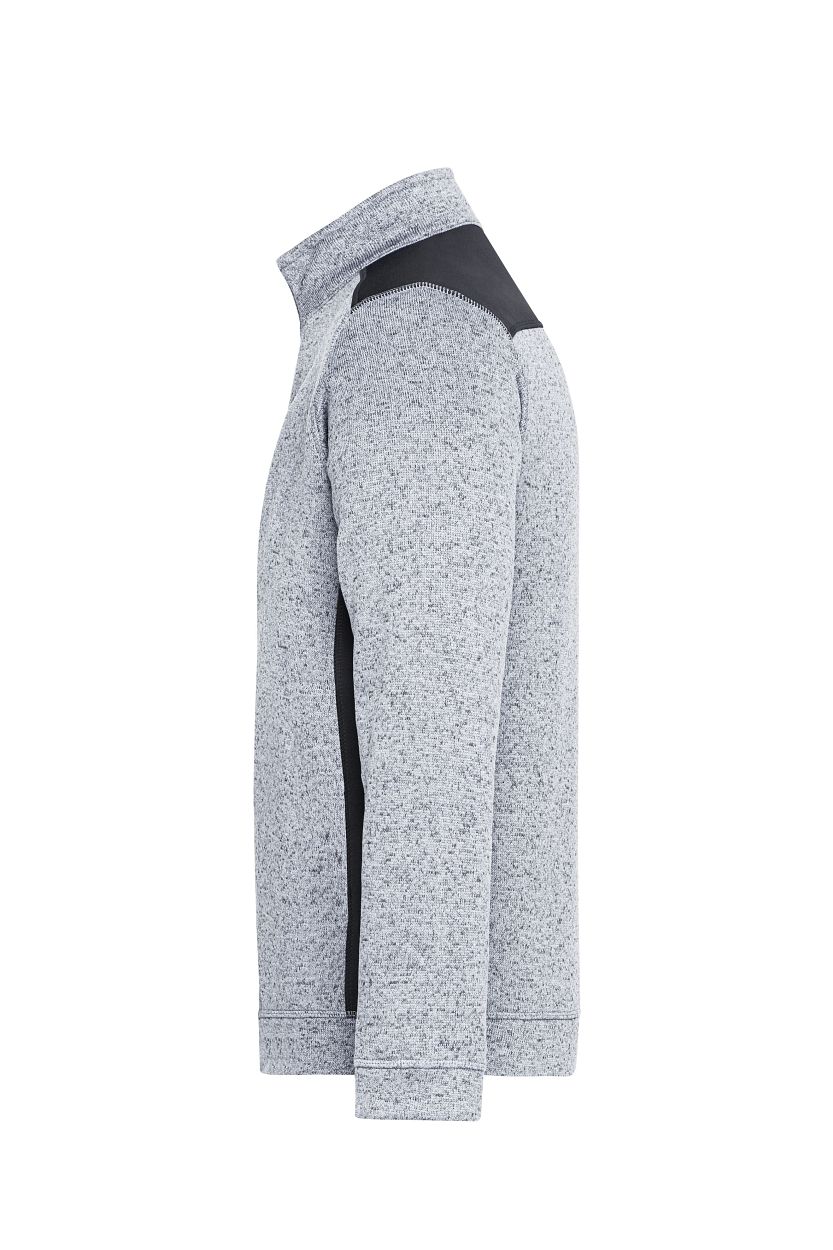 Men's Knitted Workwear Fleece Half-Zip - STRONG - "JN864" in White-Melange/Carbon, Größe 6XL - Daiber