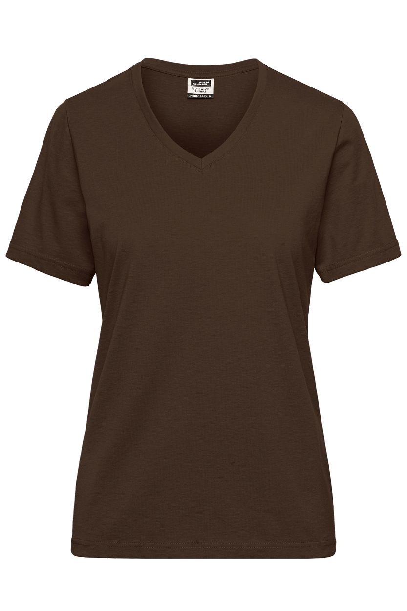 Ladies' ORGANIC Workwear T-Shirt OCS Blended "JN1807" in Brown, Größe 4XL - Daiber
