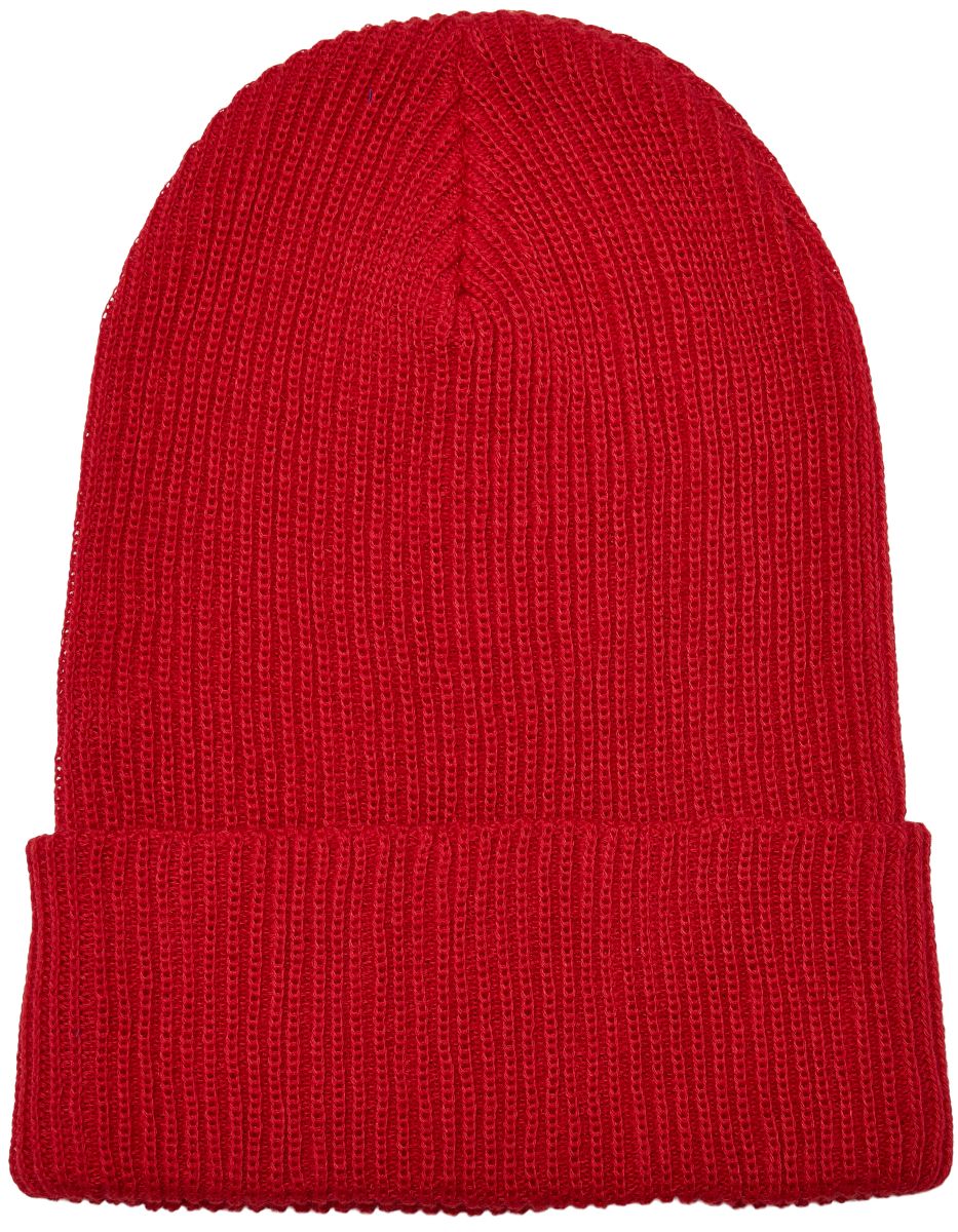 FLEXFIT Recycled Yarn Ribbed Knit Beanie in Red, Größe One Size