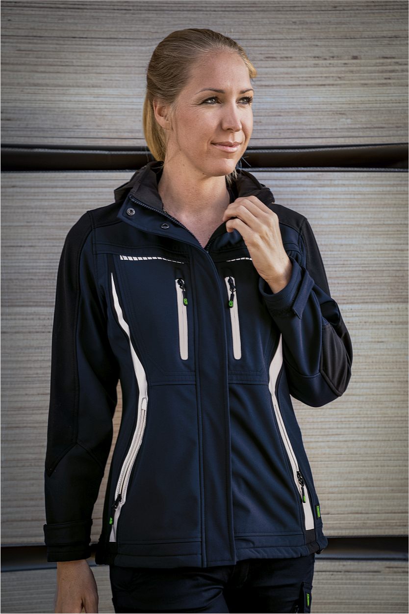 Damen Softshelljacke Flex Line Marine/Schwarz FLXDS, Gr. 34 von Leibwächter Damen Softshelljacke Flex Line Marine/Schwarz FLXDS, Gr. 52 von Leibwächter
