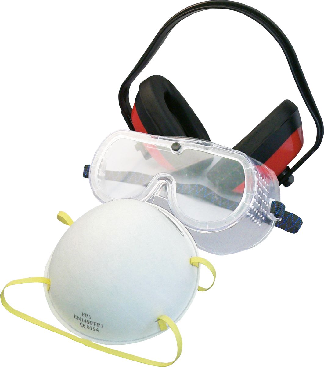 Arbeitsschutz-Set  3tlg. Brille, Maske & Gehörschutz - TRIUSO