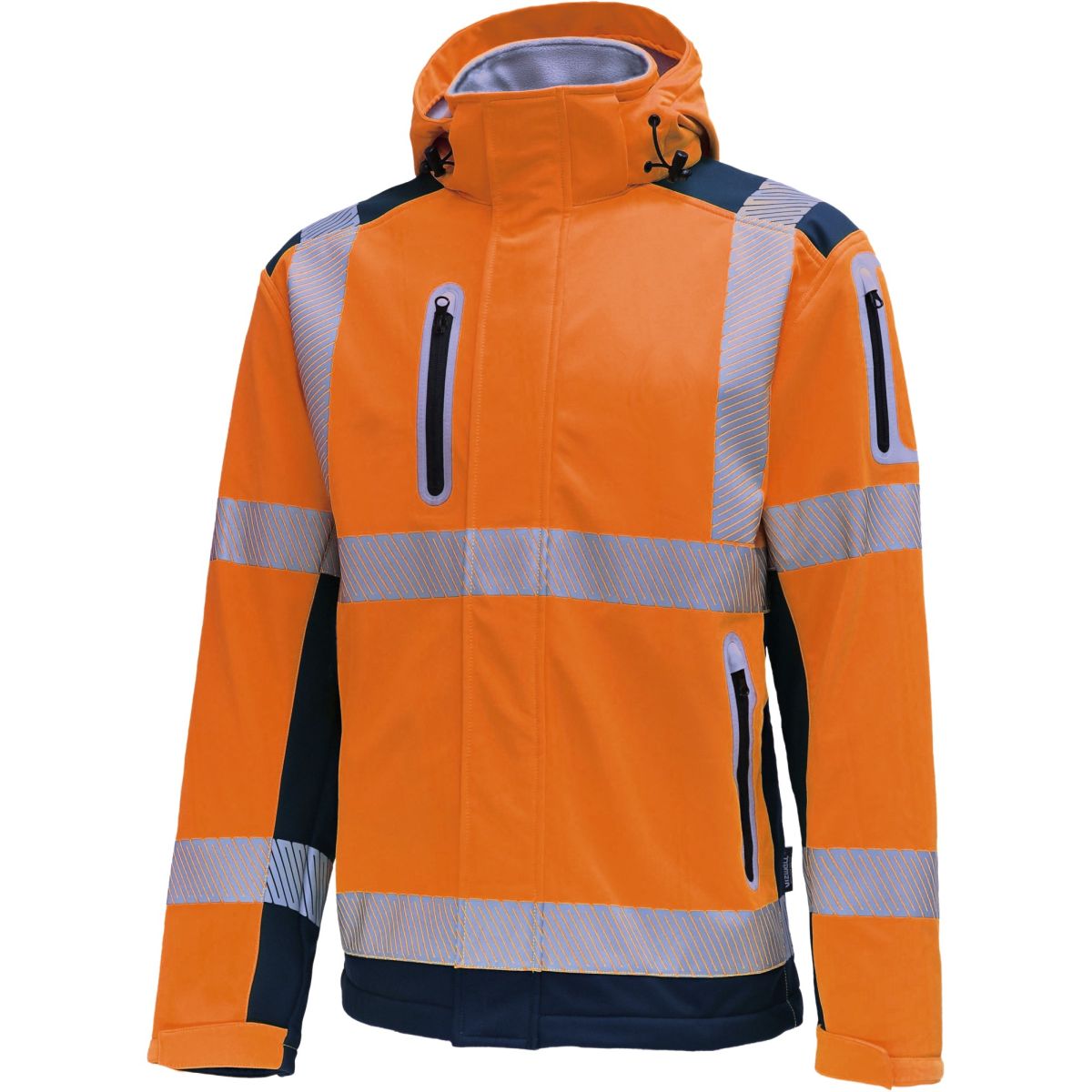 Kontrast-Softshelljacke leuchtorange-marine in Gr. S von Vizwell