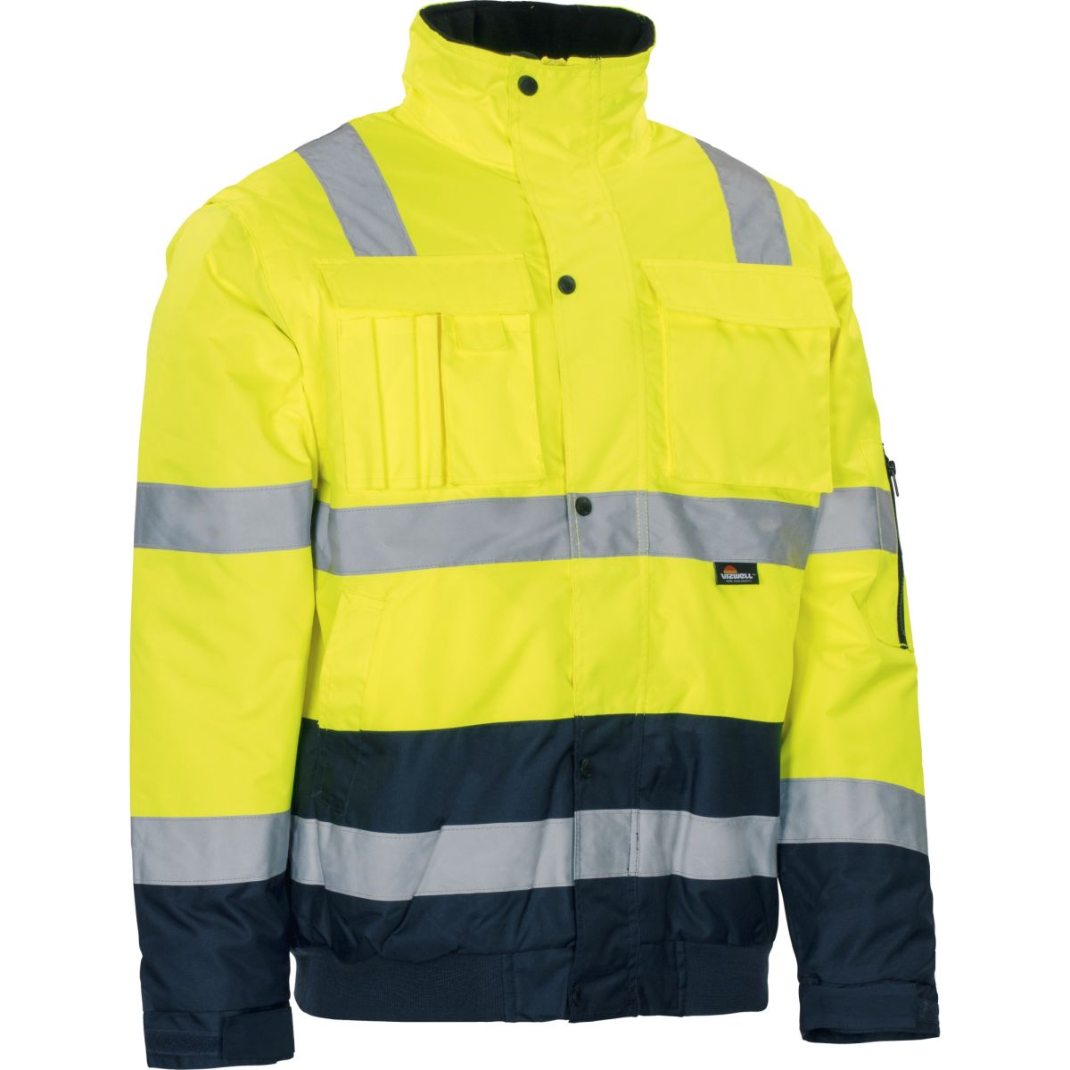 Pilotenjacke mit Schulterreflex leuchtgelb-marine von Vizwell