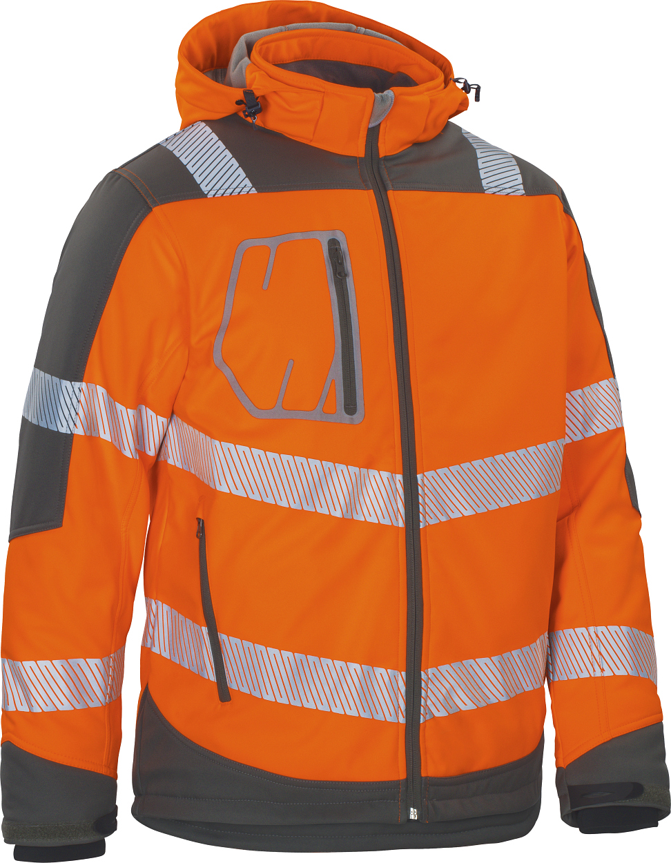 Winter-Kontrast-Softshelljacke leuchtorange-grau in Gr. XXL von Vizwell