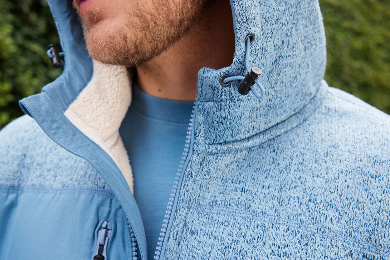 Workwear Knitted Fleece Jacket "JN1874" in Steel-Blue-Melange/Nature, Größe 4XL - Daiber