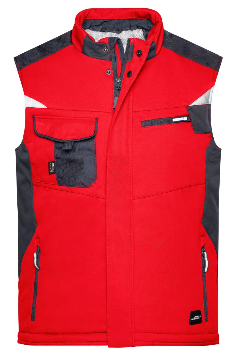 JN825 Craftsmen Softshell Weste - STRONG - in Red / Black, Größe XL von James & Nicholson