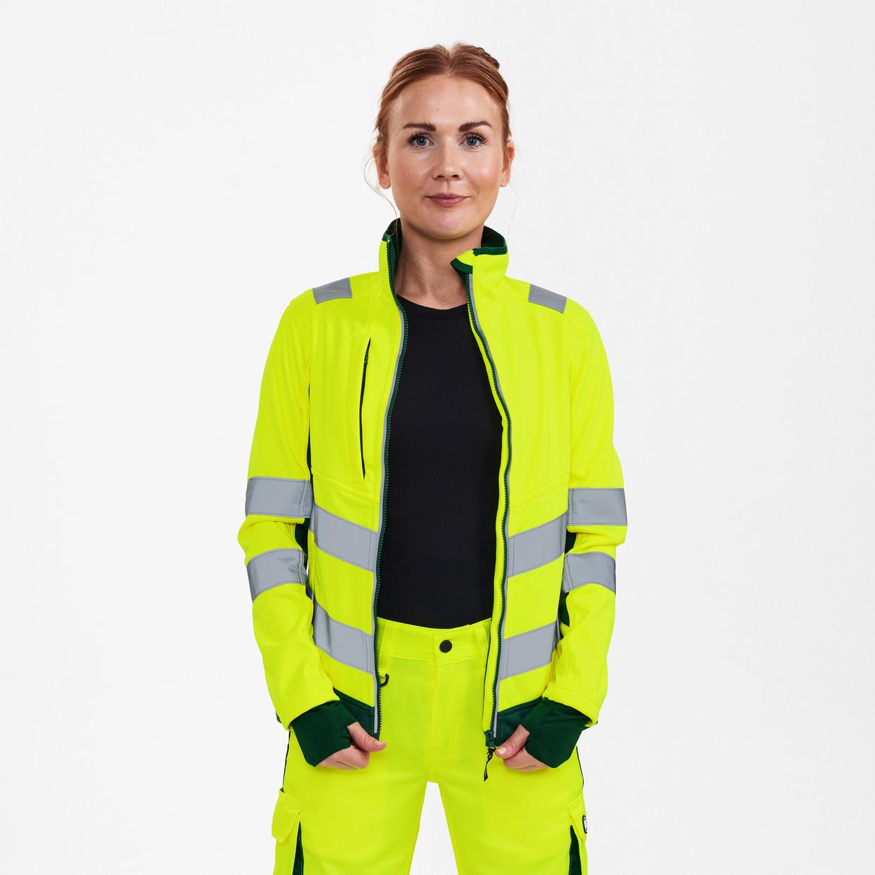 ENGEL Safety Damen Softshelljacke in Gelb/Grün, Größe XS