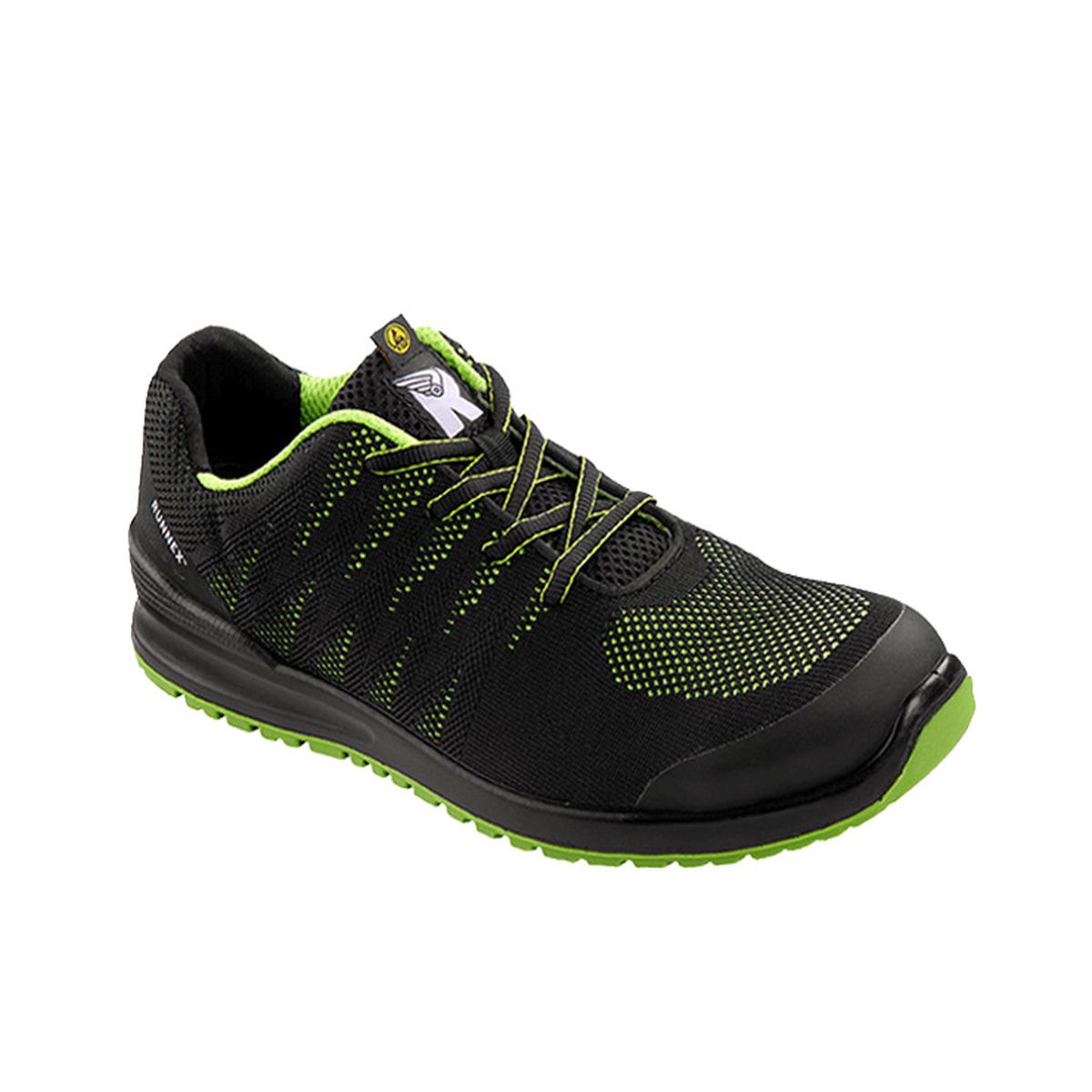 RUNNEX® S1P-ESD-Sicherheitshalbschuhe SportStar in Schwarz / Grün, Gr. 48