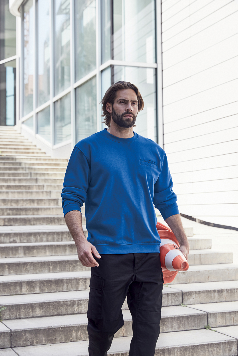 Men's Round Sweat Pocket "JN924" in White, Größe 3XL - Daiber