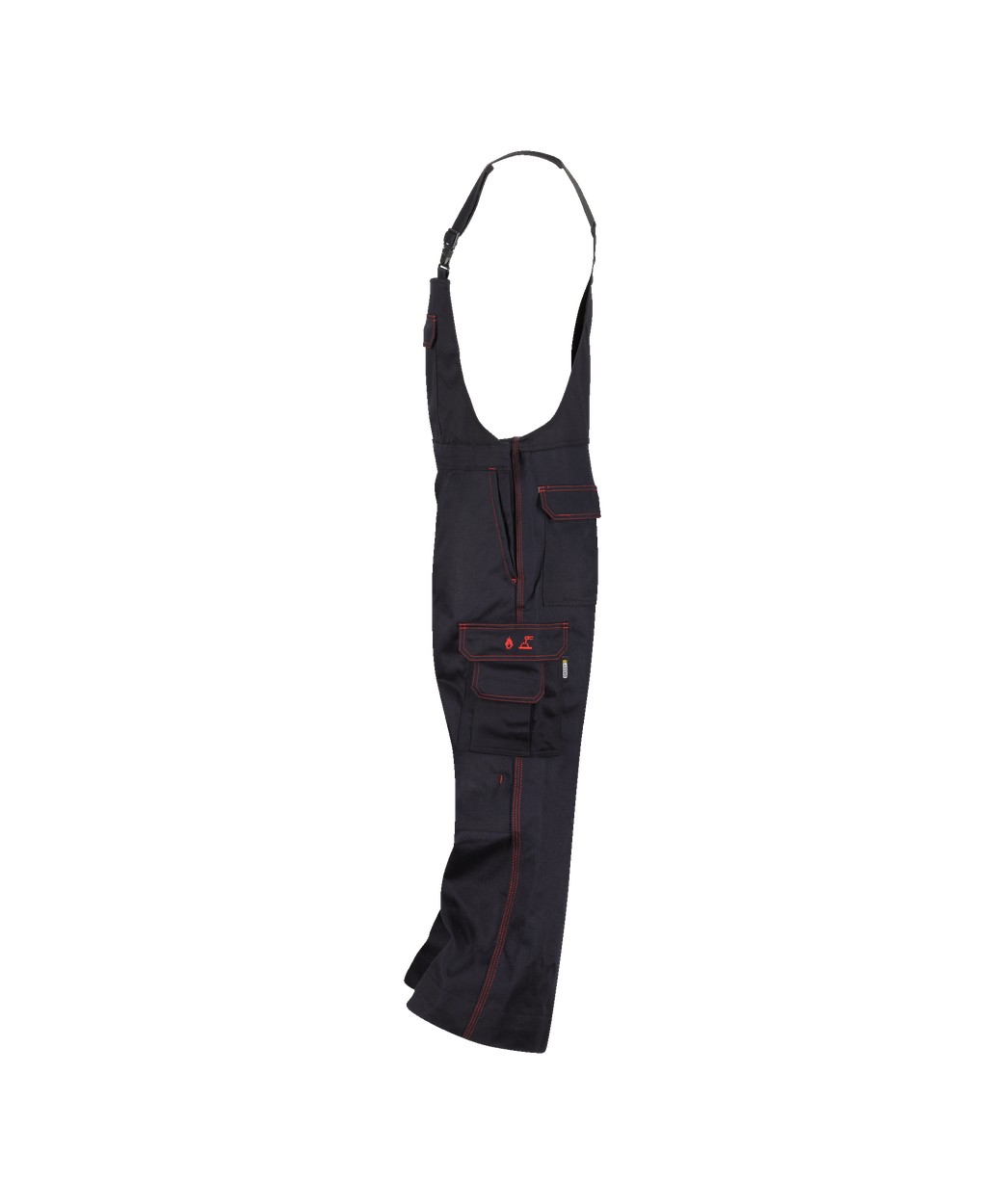 Flammhemmende Latzhose mit Kniepolstertaschen "DASSY® Dakota" in SCHWARZ, Größe 58 - langer Schritt CO73