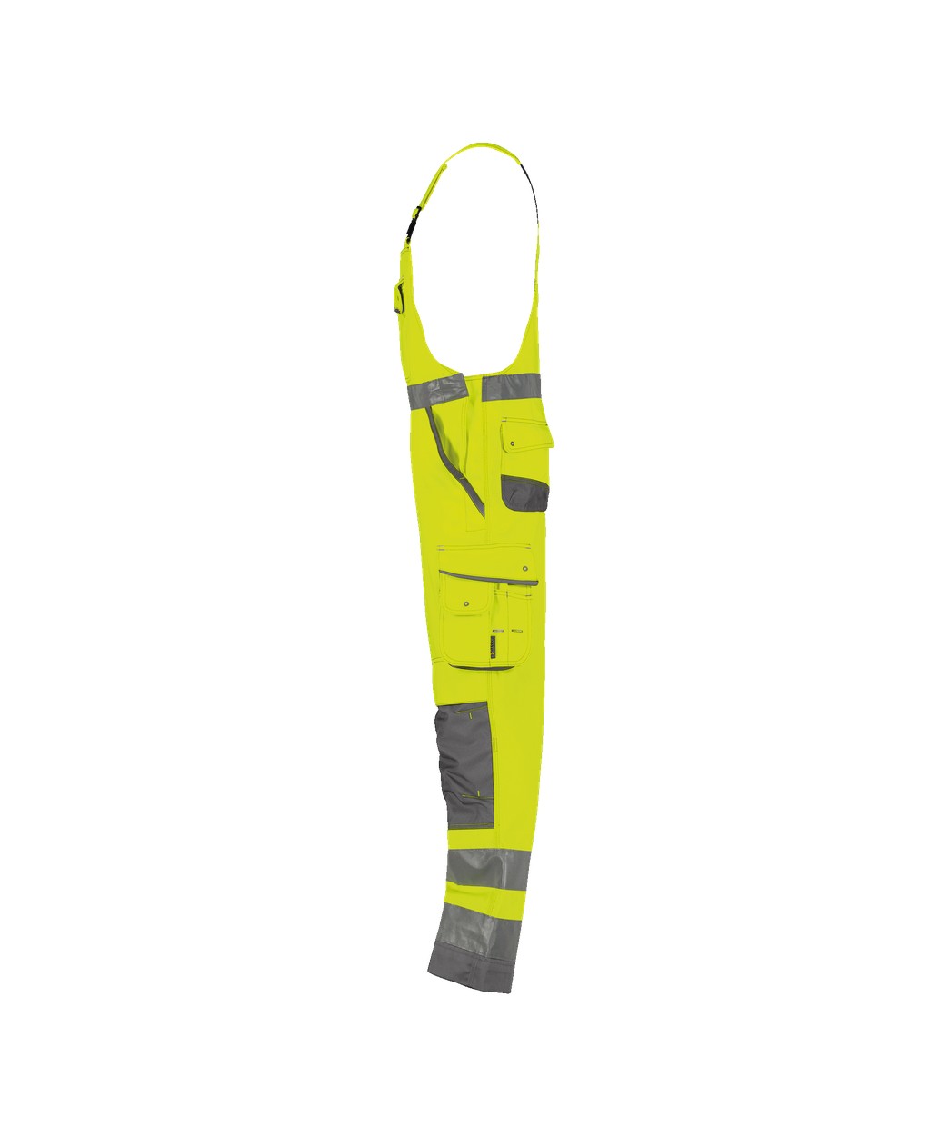 Warnschutz Latzhose mit Kniepolstertaschen "DASSY® Malmedy" in NEONGELB/ZEMENTGRAU, Größe 58 - langer Schritt PESCO74
