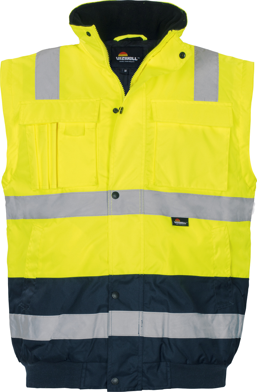 Pilotenjacke mit Schulterreflex leuchtgelb-marine in Gr. XXL von Vizwell