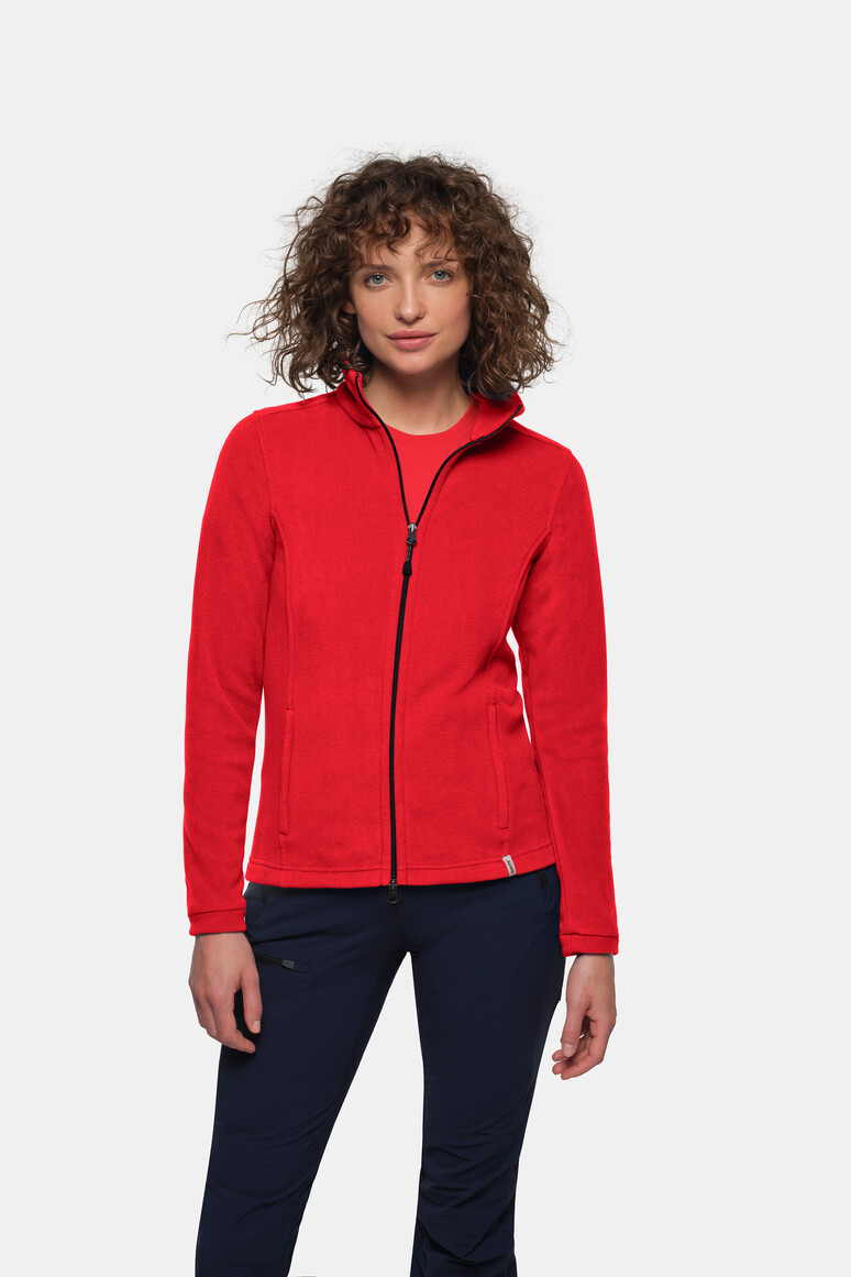 HAKRO 246 Damen Fleecejacke ECO GRS in Rot, Größe 6XL