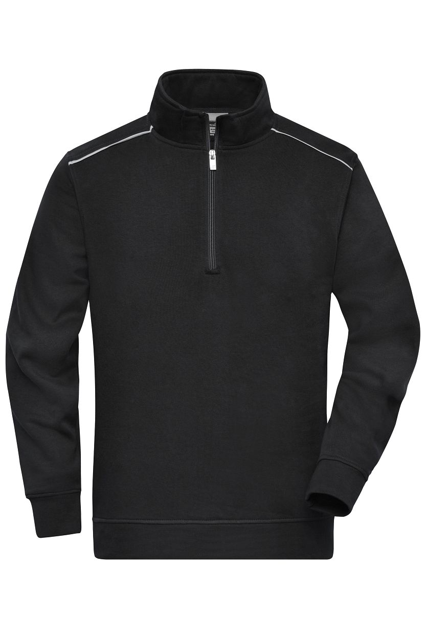 Workwear Half-Zip Sweat - SOLID - "JN895" in Black, Größe 6XL - Daiber
