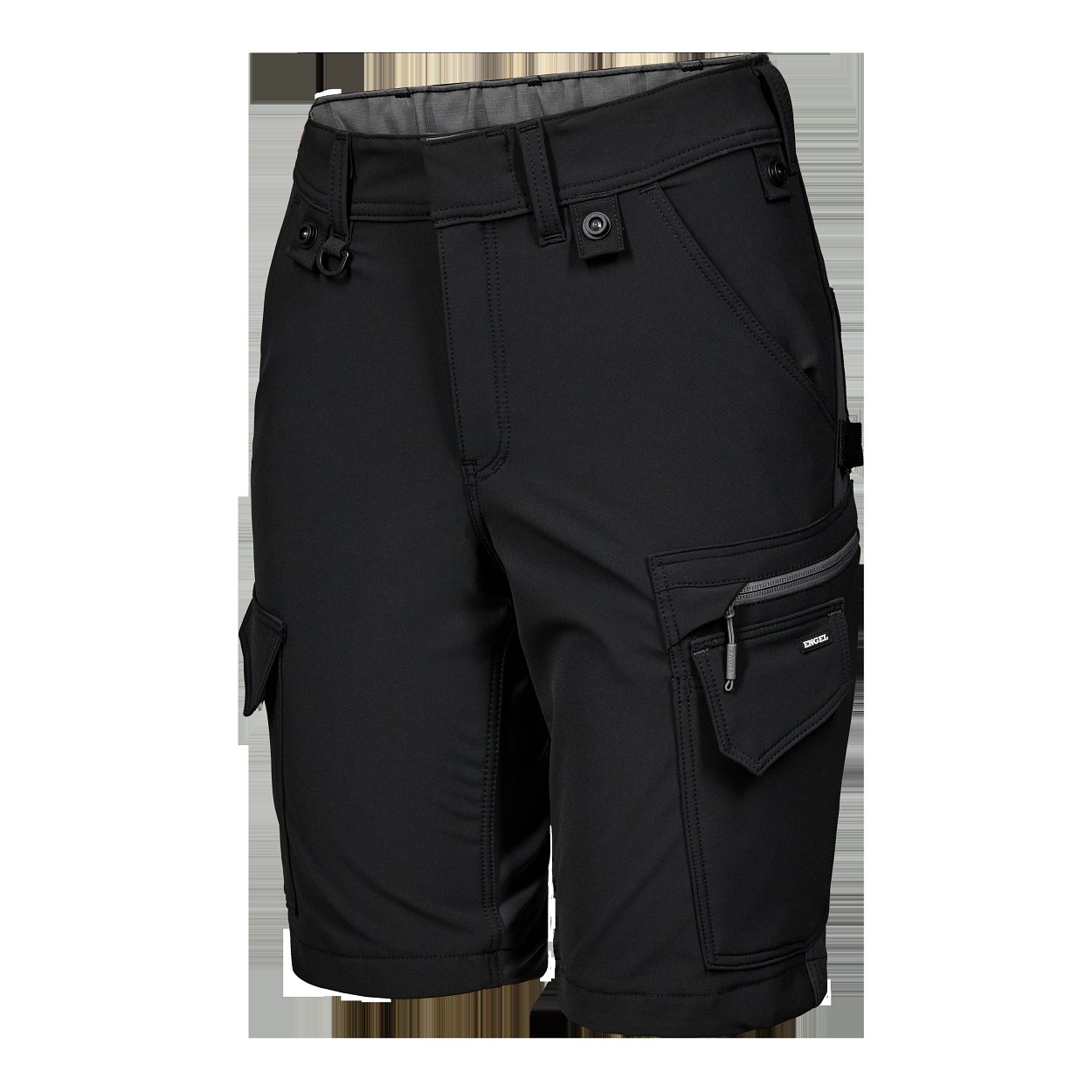 ENGEL Entire Damen Arbeitsshorts mit 4-Wege-Stretch in Schwarz/Anthrazit Grau, Größe 48