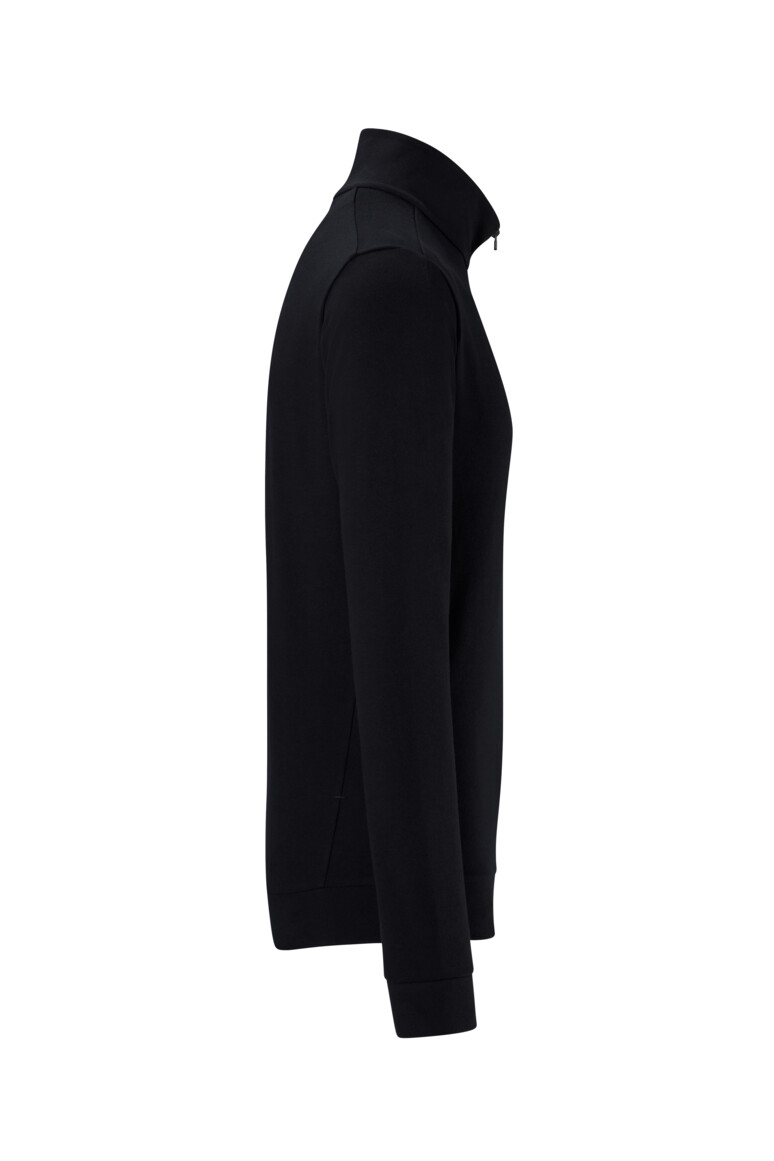 HAKRO 535 Zip-Longsleeve Piqué MIKRALINAR® ECO in Schwarz, Größe 6XL