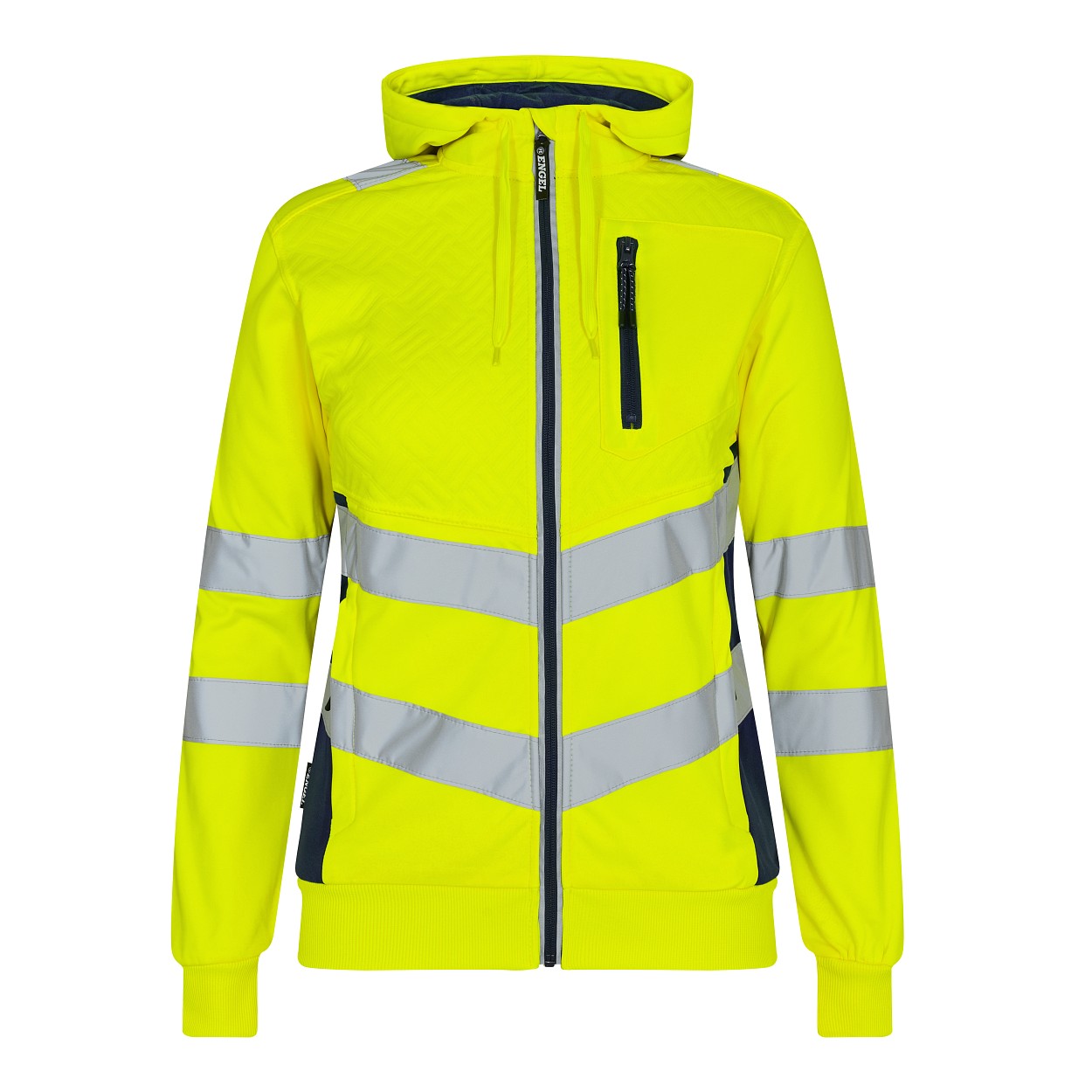 ENGEL Safety Damen Sweatcardigan in Gelb/Blue Ink, Größe XS