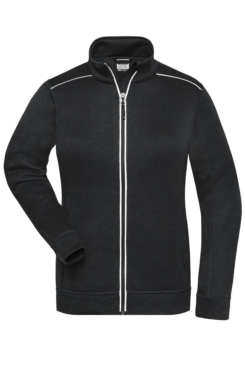 Ladies' Knitted Workwear Fleece Jacket - SOLID - "JN897" in Black/Black, Größe 4XL - Daiber