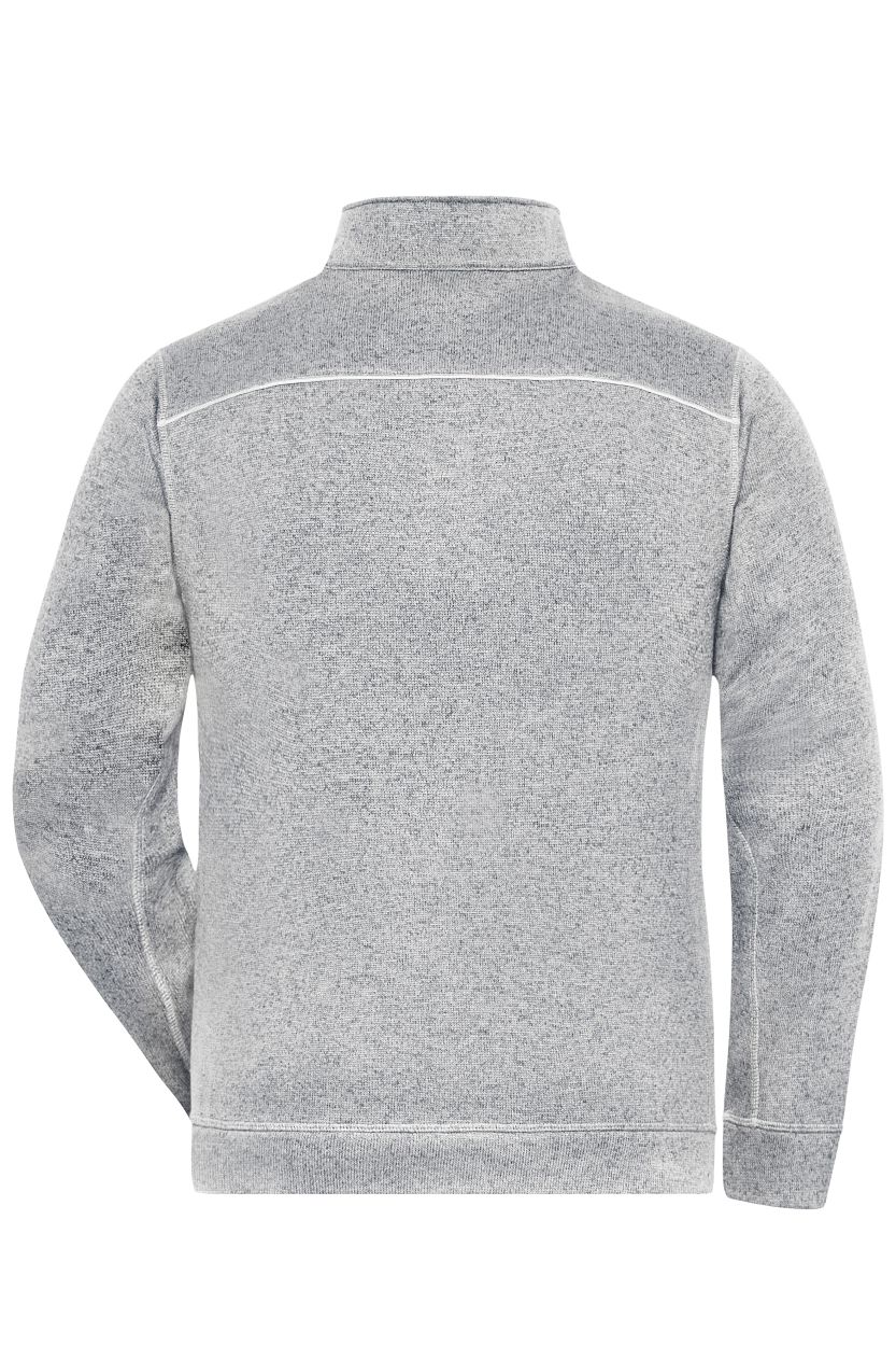 Men's Knitted Workwear Fleece Jacket - SOLID - "JN898" in White-Melange/Carbon, Größe 6XL - Daiber