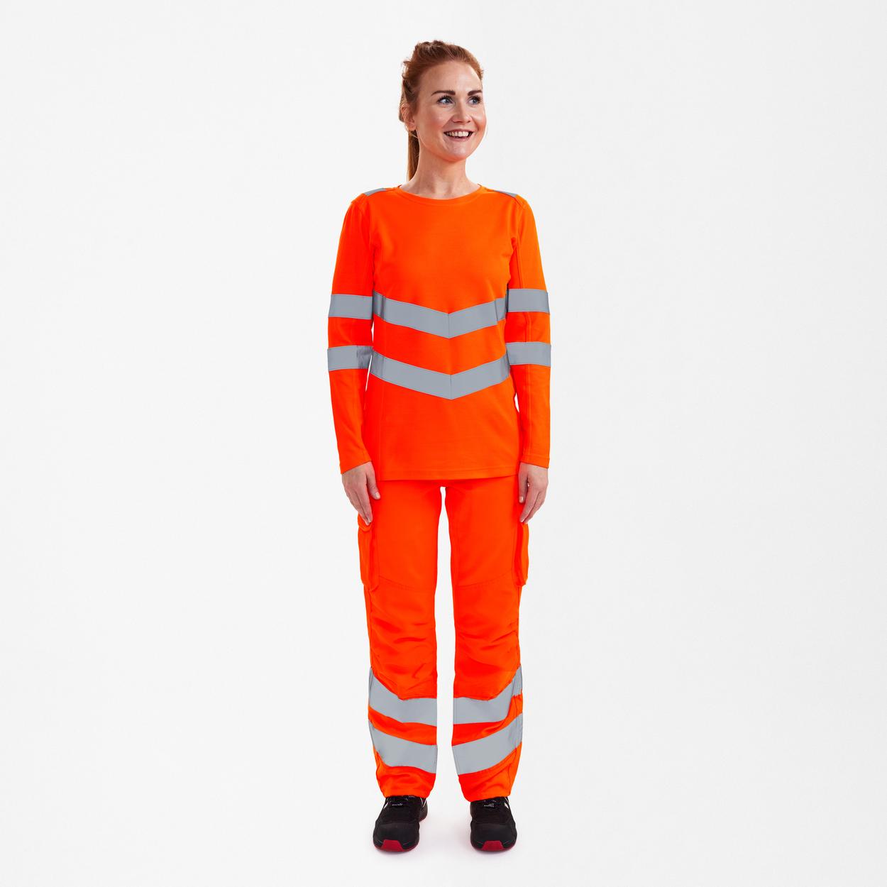 ENGEL Safety Damen langarm-Shirt in Hi-vis Orange, Größe XS