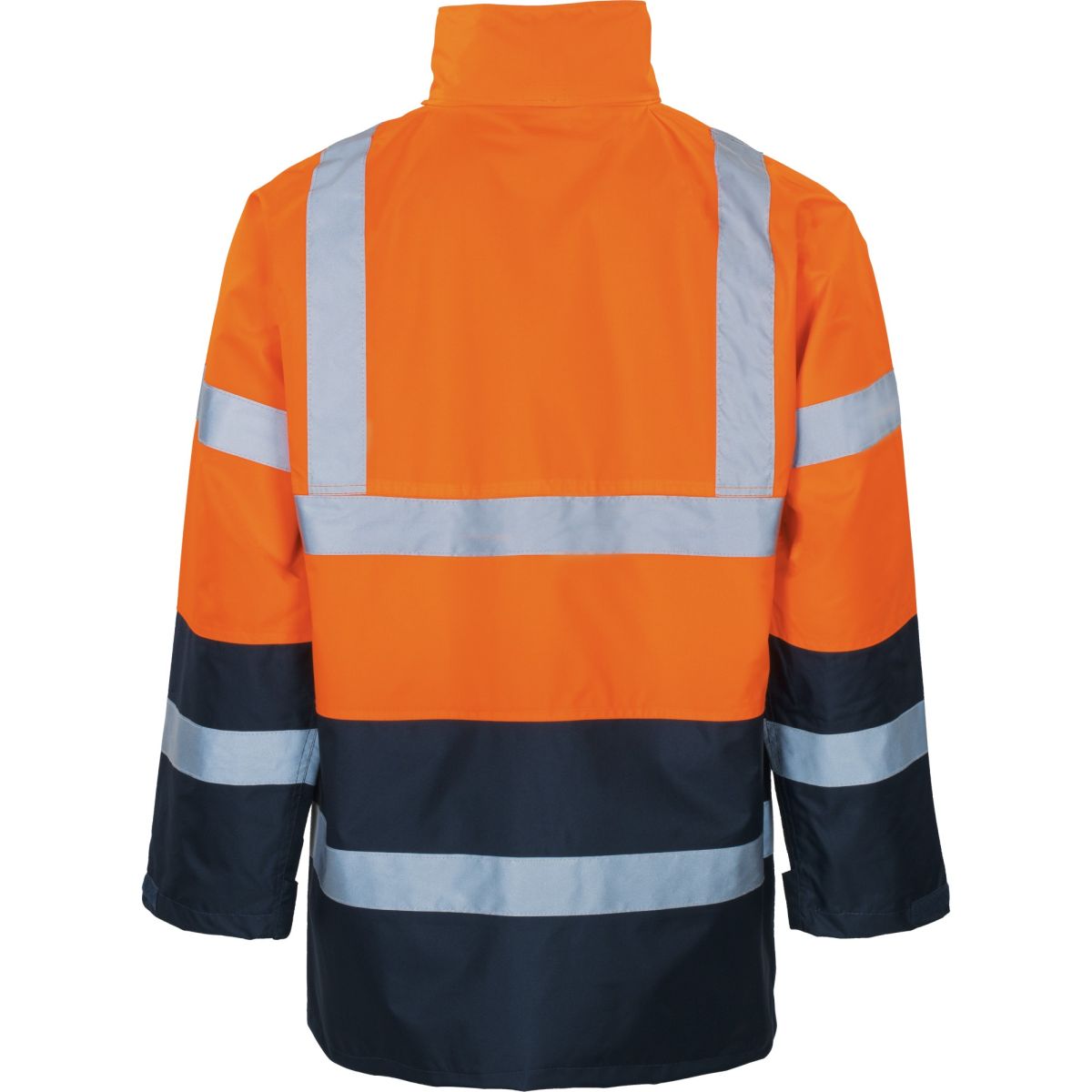 Warnschutz-Kontrast-Regenjacke leuchtorange-marine von Vizwell