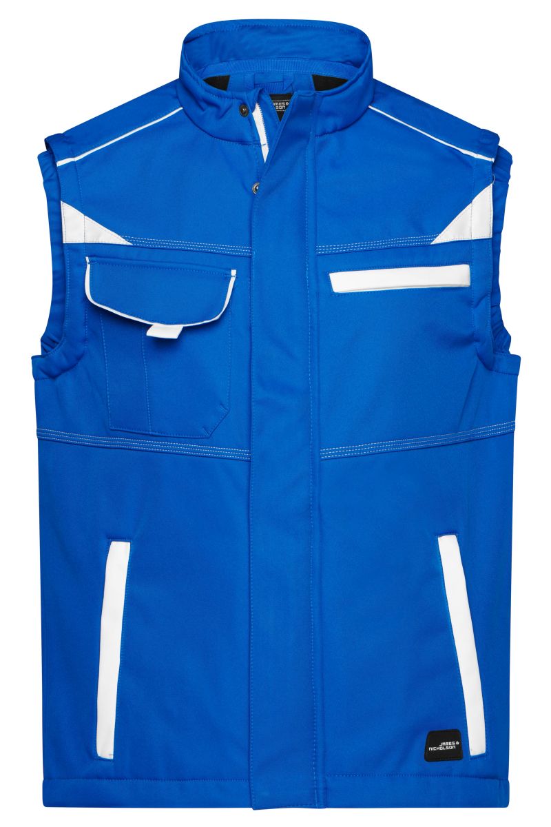 JN852 Workwear Softshell Weste - COLOR - in Royal / White, Größe 2XL von James & Nicholson JN852 Workwear Softshell Weste - COLOR - in Royal / White, Größe 2XL von James & Nicholson