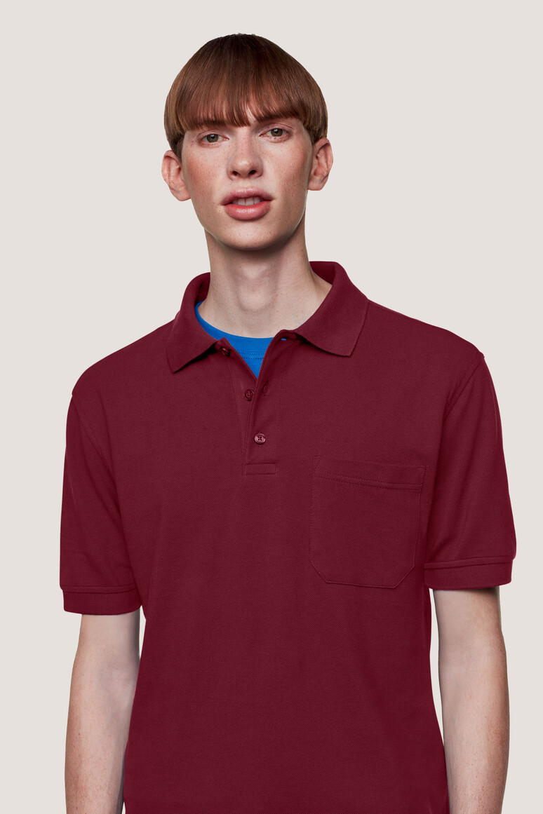 HAKRO 802 Pocket-Poloshirt Top in weinrot, Größe S