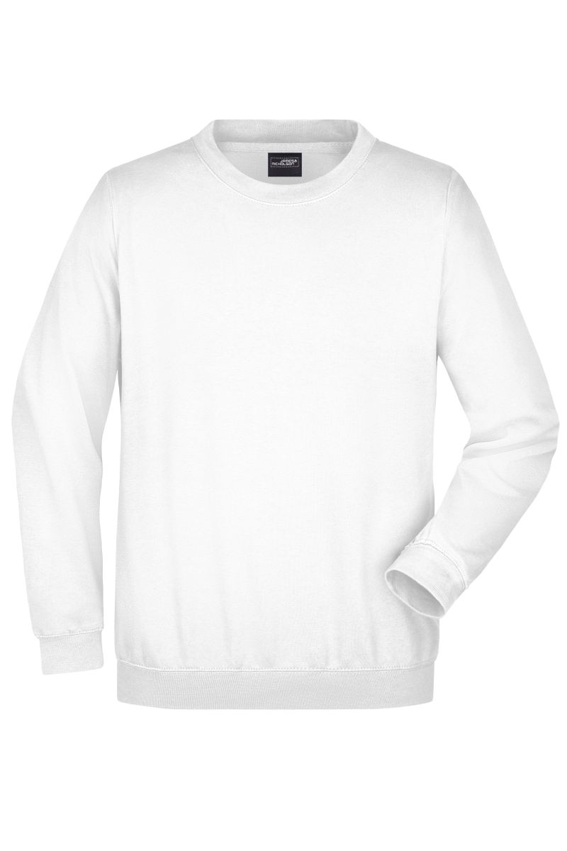 Klassisches Komfort Rundhals-Sweatshirt JN040 in Weiß, Gr. L von James & Nicholson