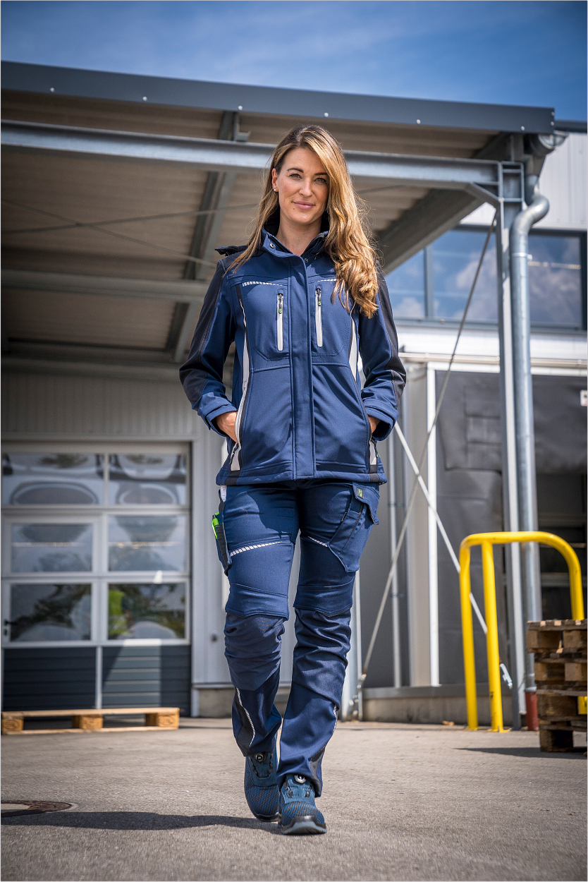 Damen Softshelljacke Flex Line Marine/Schwarz FLXDS, Gr. 34 von Leibwächter Damen-Bundhose Flex Line Marine/Schwarz FLXDH, Gr. 52 von Leibwächter