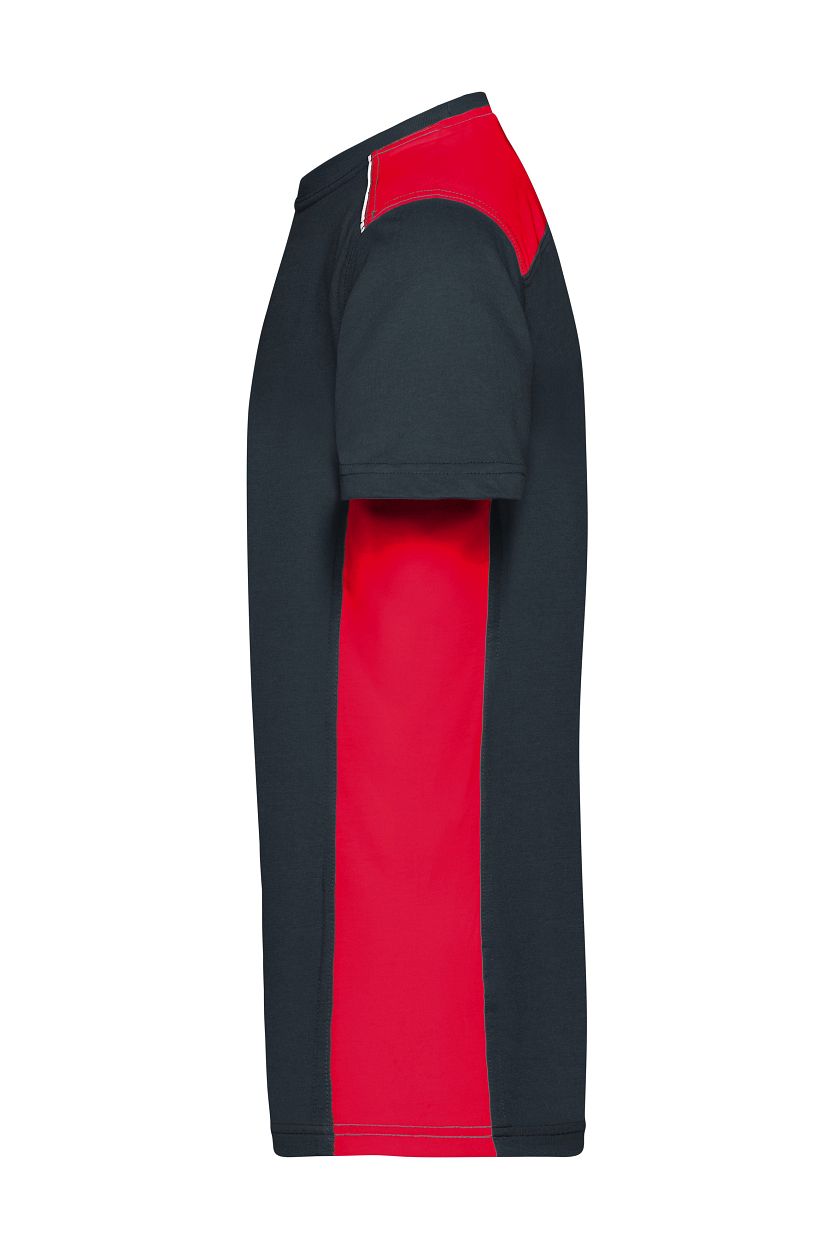 Men's Workwear T-Shirt - COLOR - "JN860" in Carbon/Red, Größe 6XL - Daiber