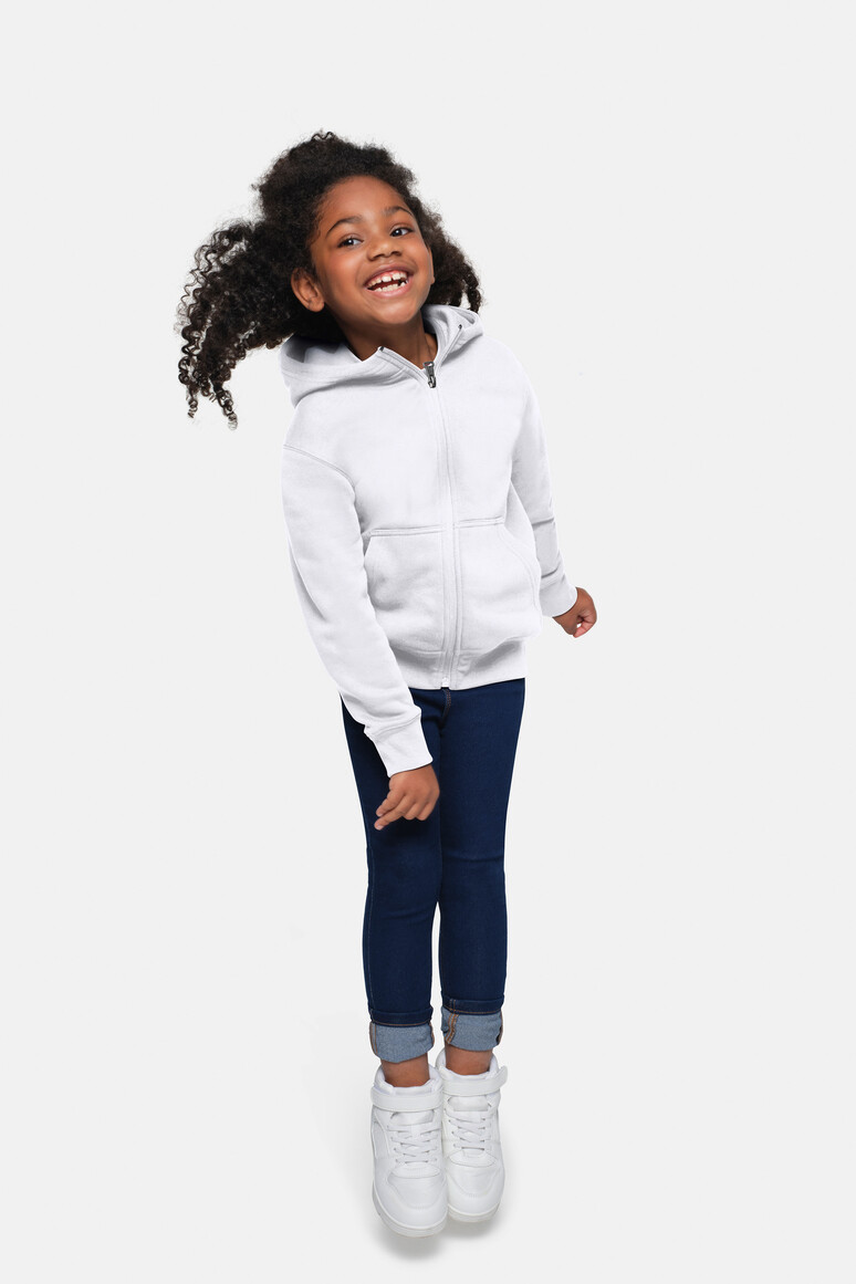 HAKRO 565 Kinder Kapuzen-Sweatjacke Bio-Baumwolle in Weiß, Größe 146/152 HAKRO 565 Kinder Kapuzen-Sweatjacke Bio-Baumwolle in Weiß, Größe 146/152