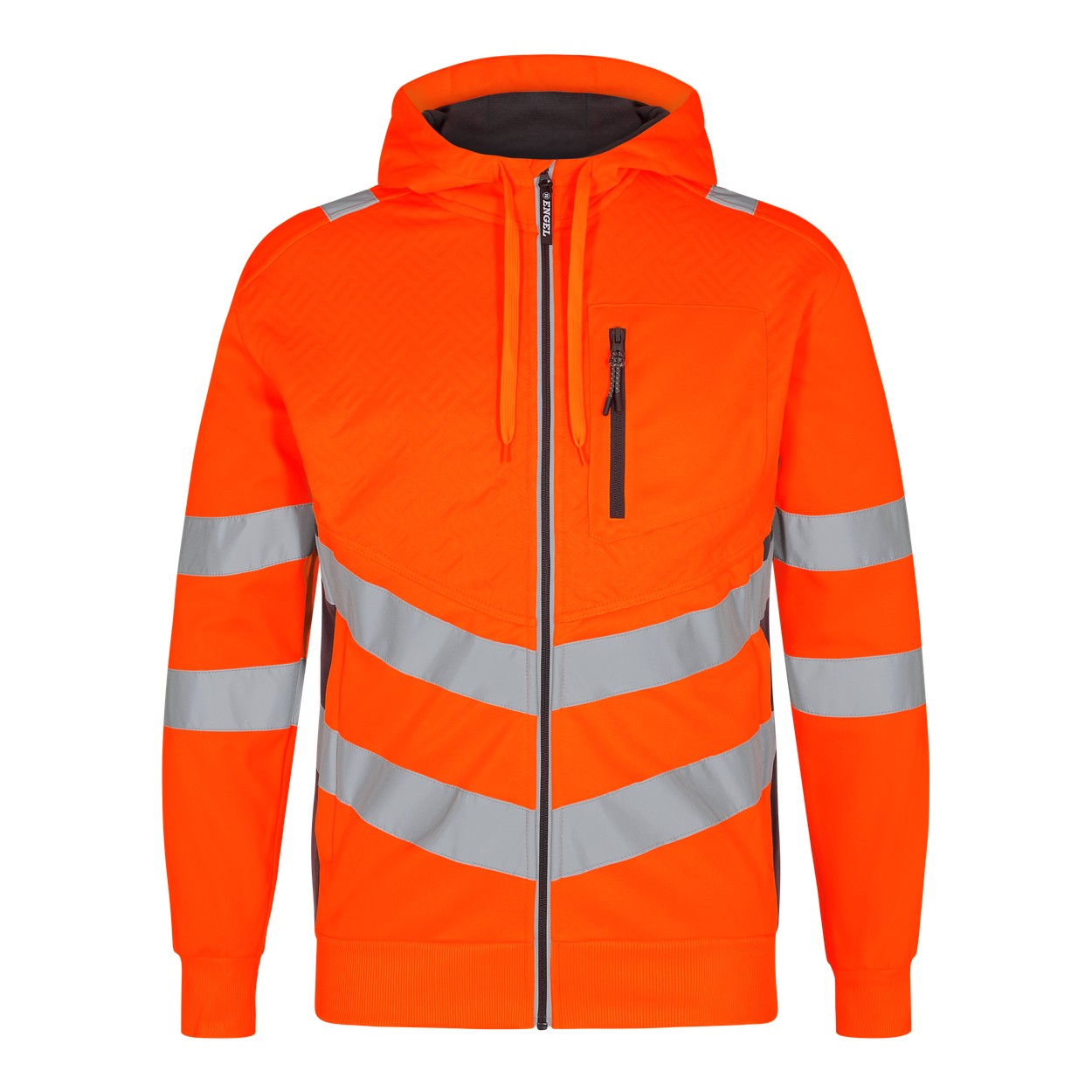 ENGEL Safety Sweatcardigan in Orange/Anthrazit Grau, Größe XS