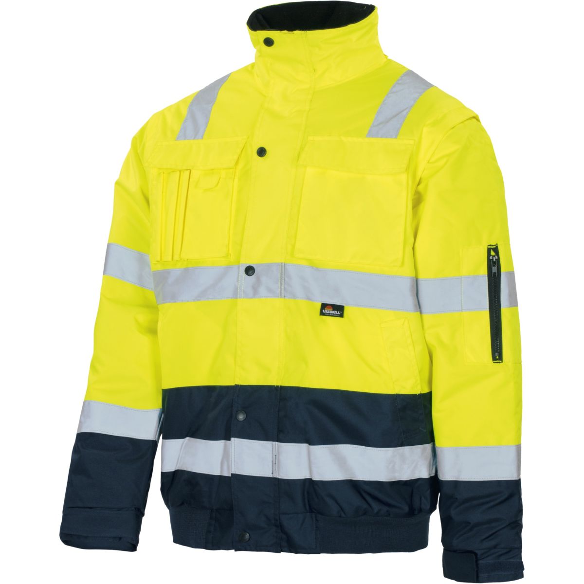 Pilotenjacke mit Schulterreflex leuchtgelb-marine von Vizwell