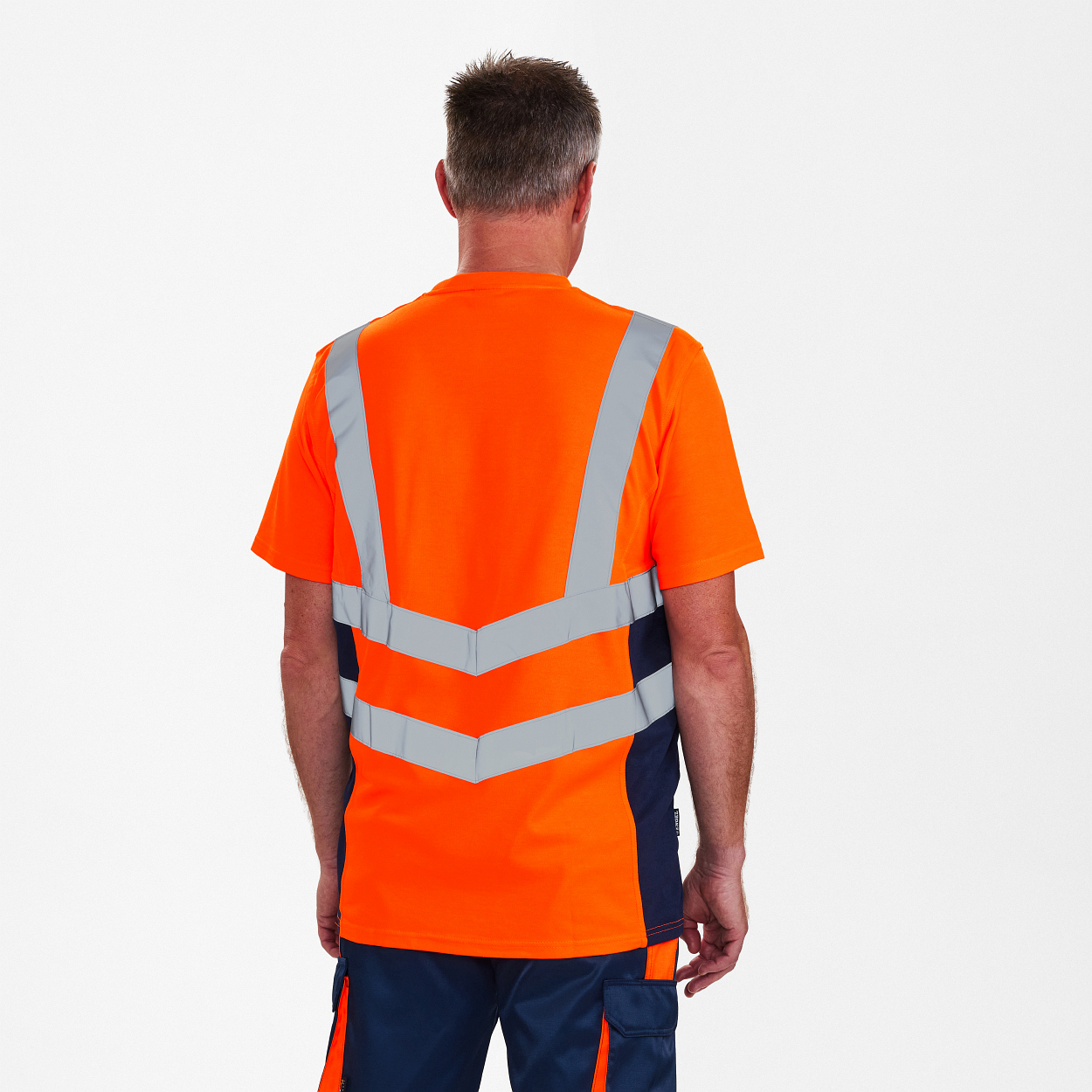 ENGEL Safety T-Shirt in Orange/Blue ink, Größe XS