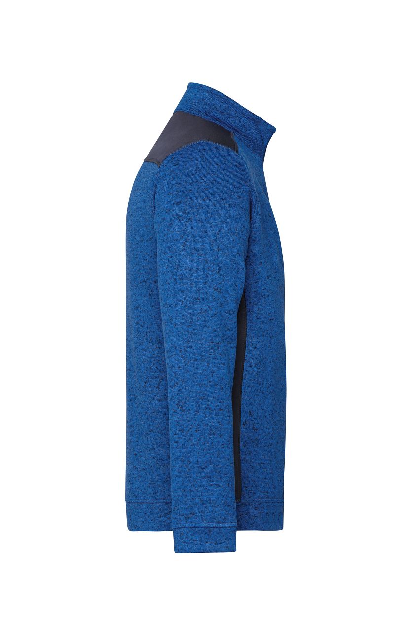 Men's Knitted Workwear Fleece Half-Zip - STRONG - "JN864" in Royal-Melange/Navy, Größe 6XL - Daiber
