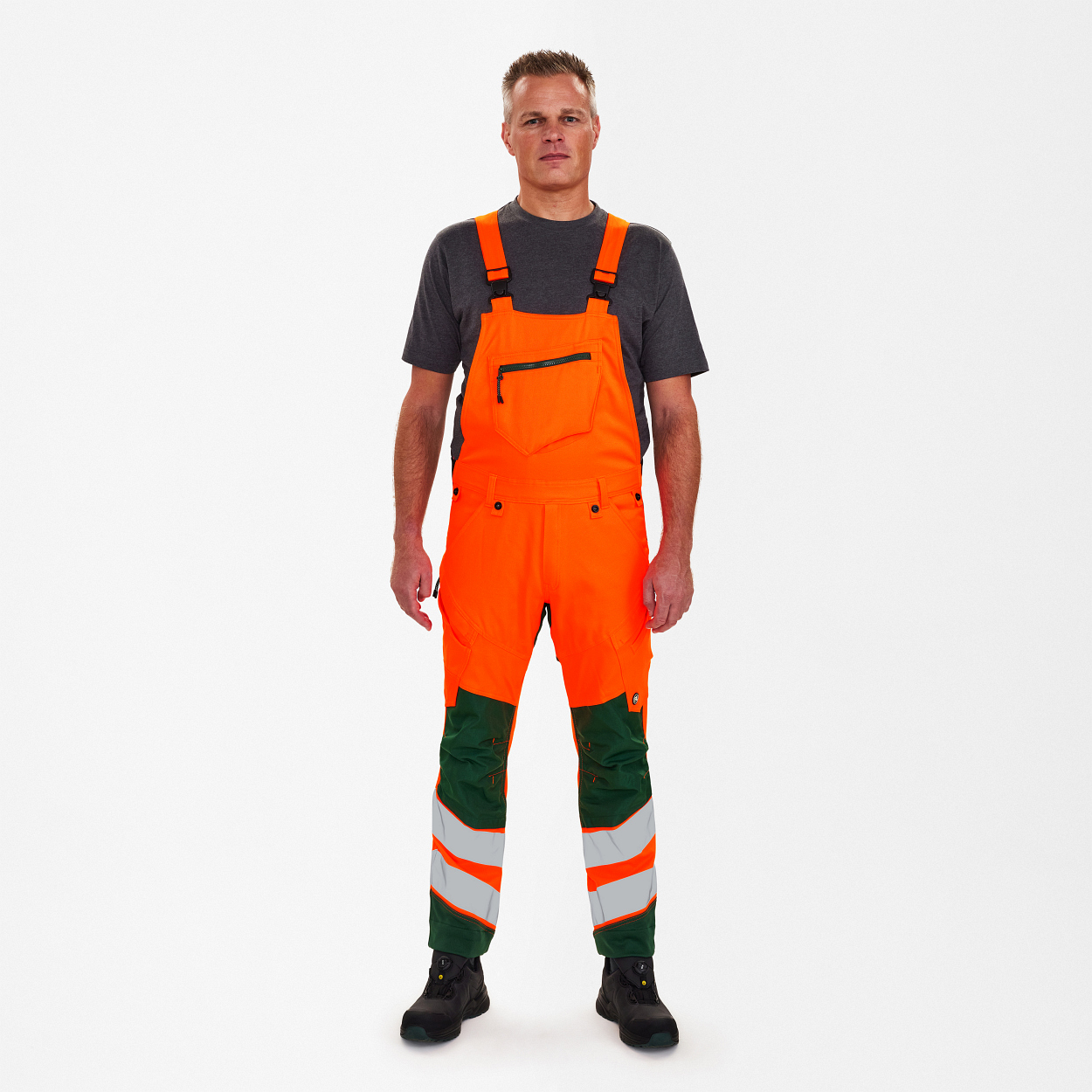 ENGEL Safety Latzhose in Orange/Grün, Größe 26