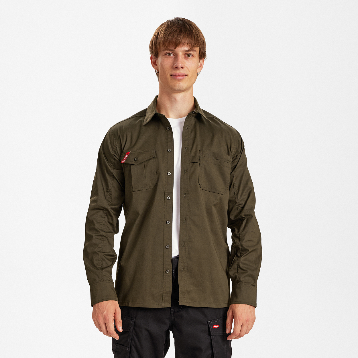 ENGEL Extend Langarm-Hemd mit Stretch in Forest Green, Größe XS