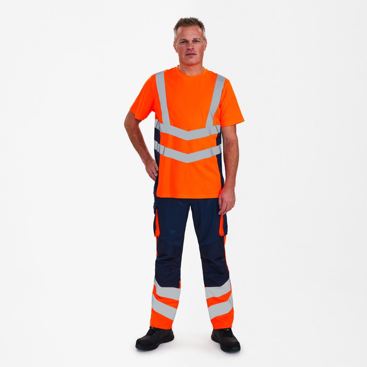 ENGEL Safety T-Shirt in Orange/Blue ink, Größe XS