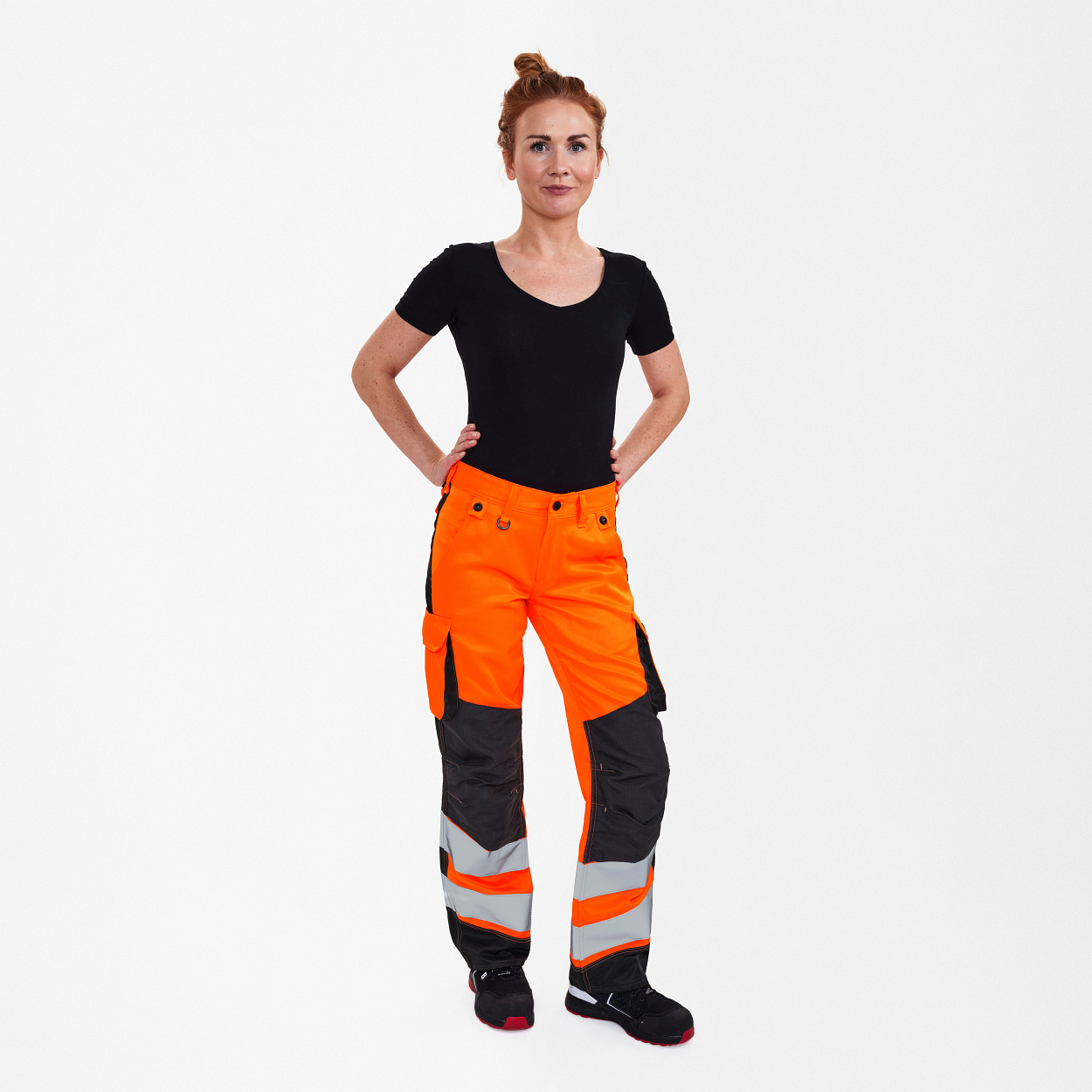 ENGEL Safety Light Damenhose in Orange/Anthrazit Grau, Größe 48