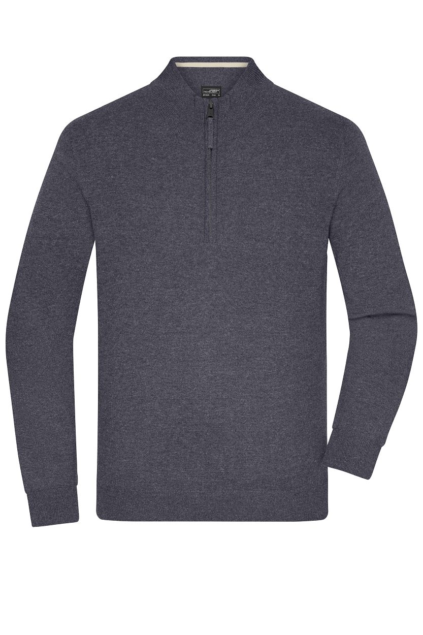 Men's Half-Zip Troyer "JN1324" in Anthracite-Melange, Größe 3XL - Daiber