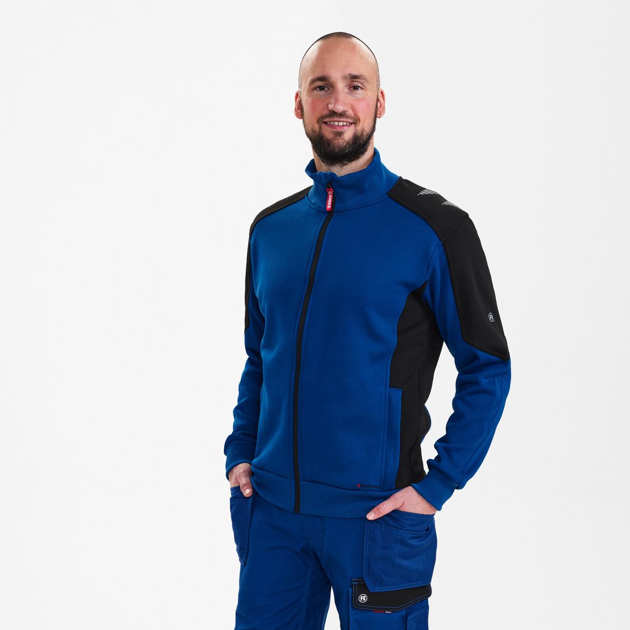 ENGEL Galaxy Sweatcardigan mit Kragen in Surfer Blue/Schwarz, Größe XS