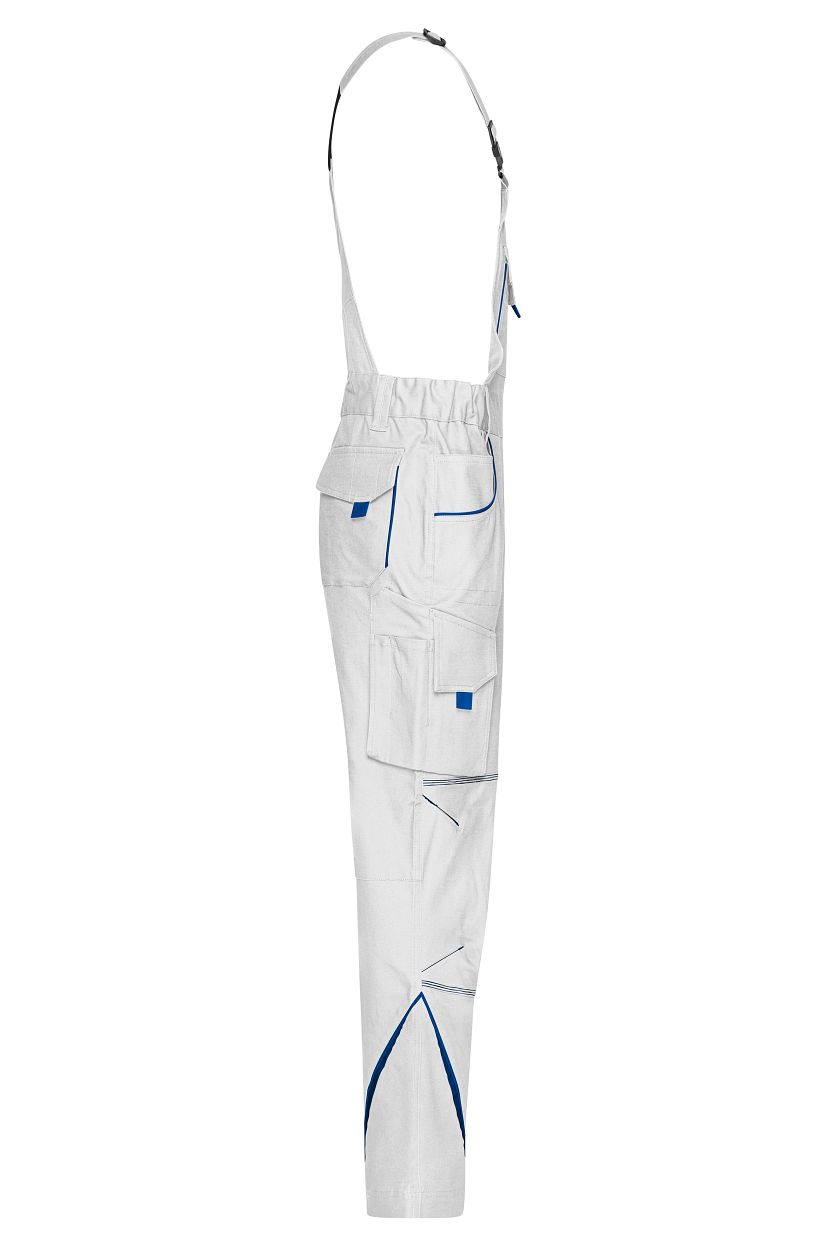 Workwear Pants with Bib - COLOR - "JN848" in White/Royal, Größe 62 - Daiber