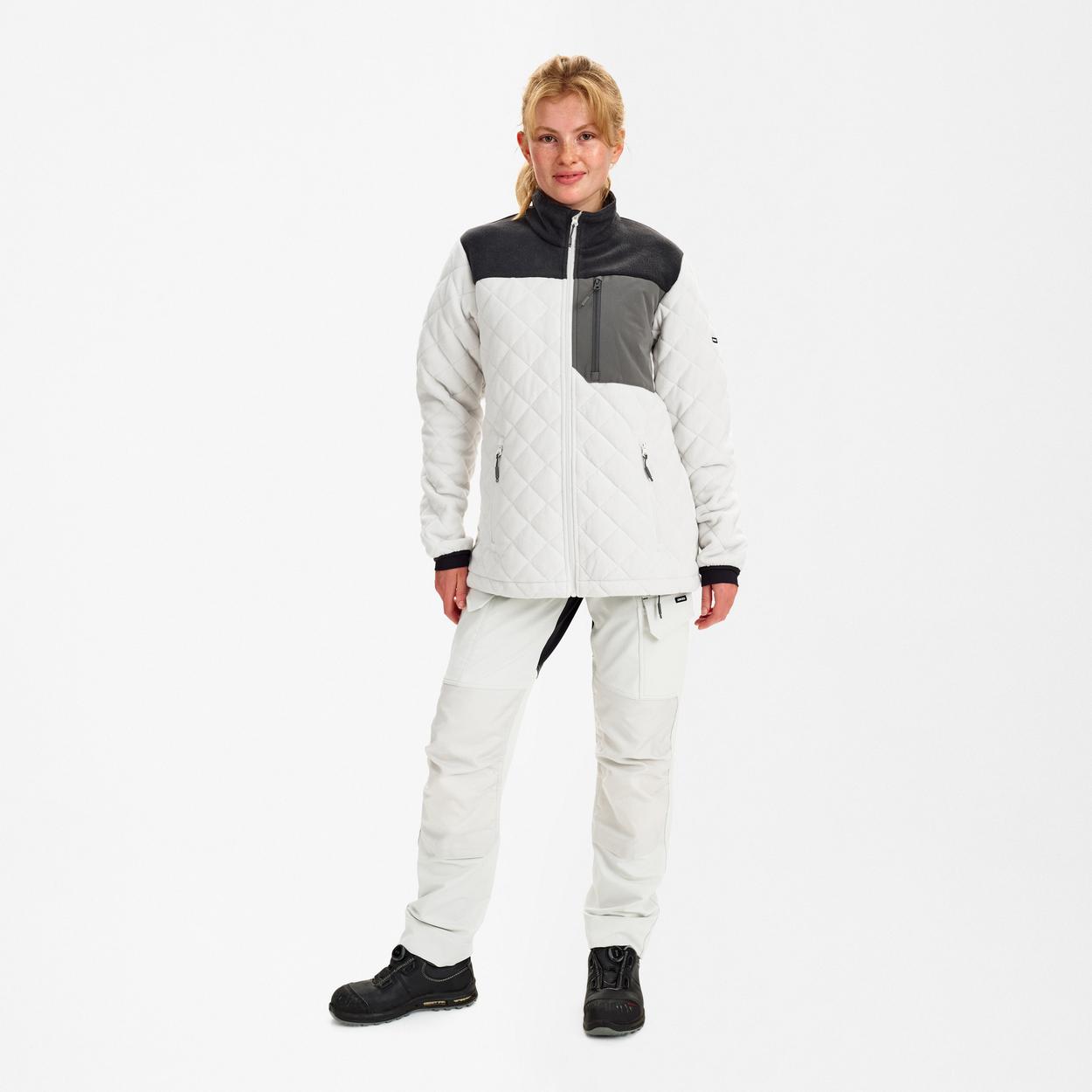 ENGEL Entire Damen Gestepptes-Fleecejacke in Bone White / Anthracite Grey, Größe XS