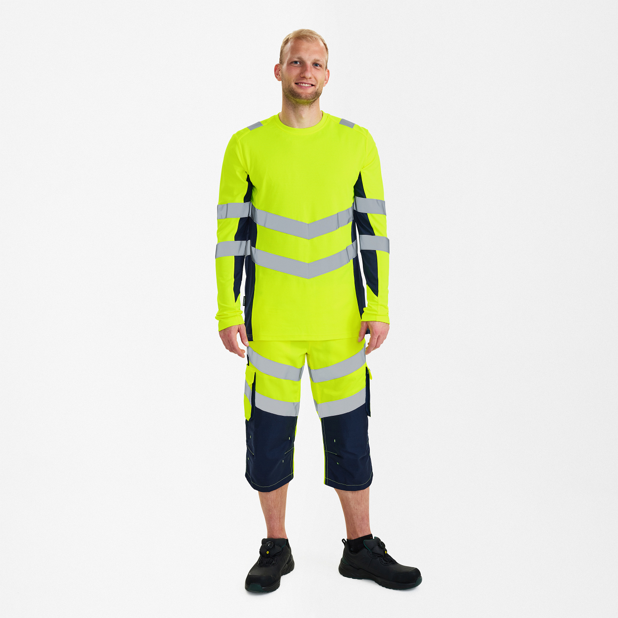 ENGEL Safety Langarm-Shirt in Gelb/Blue Ink, Größe XS