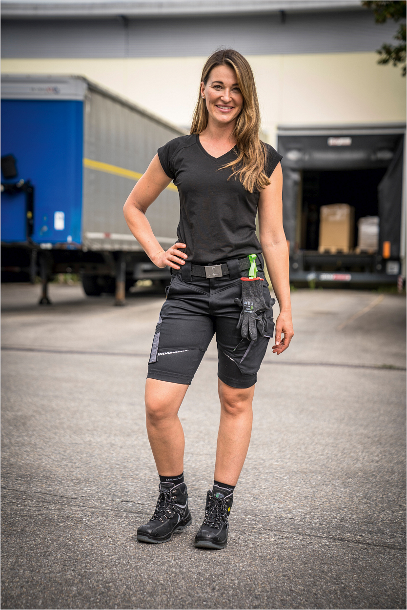 Damen Shorts Flex Line Schwarz/Grau FLXDK, Gr. 52 von Leibwächter