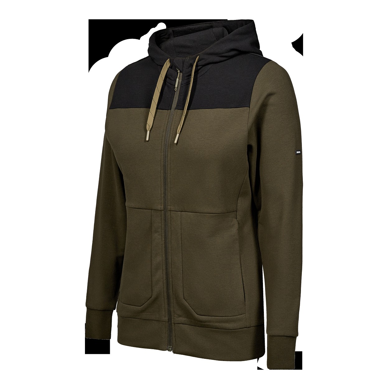 ENGEL Entire Damen Sweatcardigan mit Kapuze in Forest Green/Schwarz, Größe XS